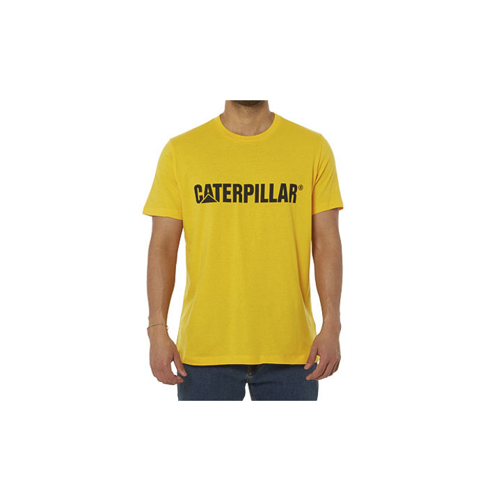 Men's Caterpillar Logo T-Shirts Yellow Ireland OBVK12056